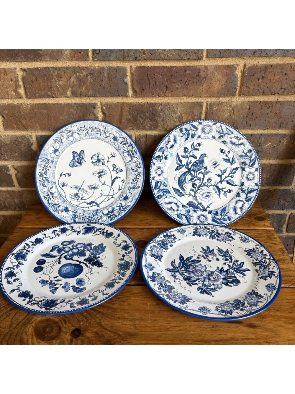 Indigo Blue Victorian Tin Plates, Set of 4, Restoration Hardware, Original Tin